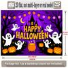 Party Backdrop Halloween Castle Purple Flat Banners Spooky Ghosts Pumpkins Celebrations Event Backdrop Decoration Front Door Decor