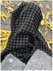 Women's 2025 Winter High-Waisted Gray Flannel Plaid Pants: Japanese Style, Petite Woolen, Straight Wide-Leg.