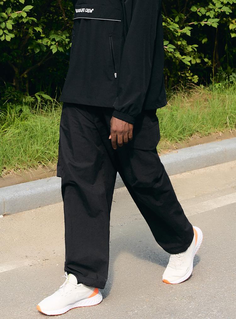 AIRIT Wide Fit Parachute Cargo Pants Am9080 Bk