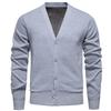 Sweter Rozpinany Męski Business Casual Klasyczny V-neck Jednolity Kolor Rozpinany Sweter Męski Koreański Trend Mody Dzianina Sweter