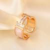 Plated 18k Haute Couture Full Diamond Letter H Open Ring Fashionable Index Finger Ring