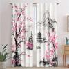 Set Of 2 Delicate Floral Blossom Curtains Polyester Drapes Living Room Bedroom Spring Window Decor Curtain Darkening For Made With Rod Pocket