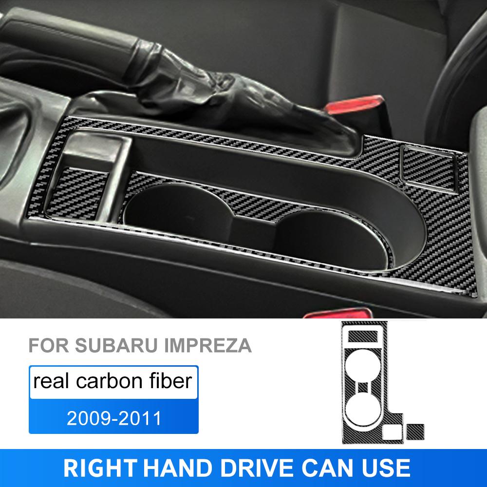 Real Soft Carbon Fiber Sticker For compatible vehicle Impreza 2009 2010 2011 Car Central Control Water Cup Holder Interior LHD RHD Trim.