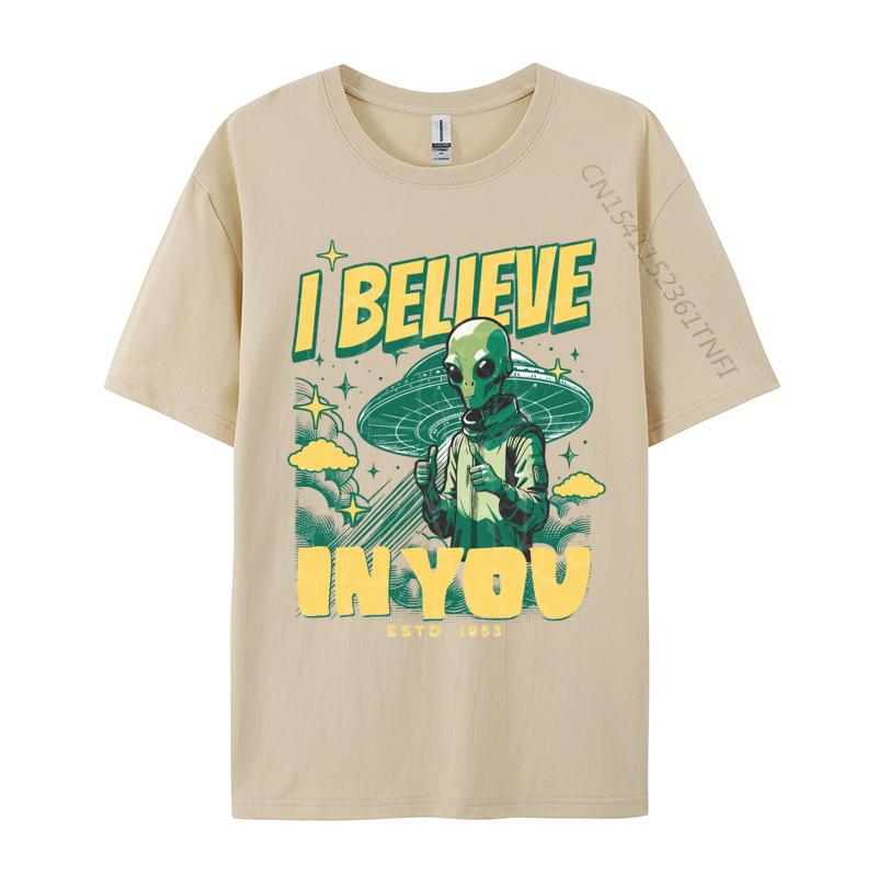 High Quality 3D Printing Tshirts Alien I Believe in You Tshirts 100 Cotton Tops Tees for Men Tops T Shirt