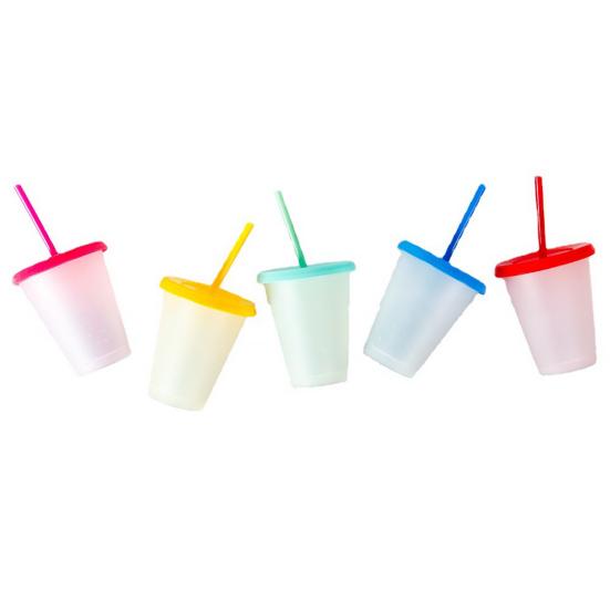 473ml kelímek na vodu s víčkem, plast měnící barvu na denní použití kelímek na slaměný džus