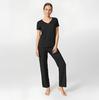 KICKEE Pajama Short Sleeve Top and Long Made with Viscose Soft and Women's Set, V-Neck Pants, (Bamboo-Derived) Material, Moisture-Wicking Breathable,