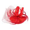 Women Girls Ladies Feather Fascinator Mesh Hairdressing Bridal Hair Clip Wedding Party Accessory Red