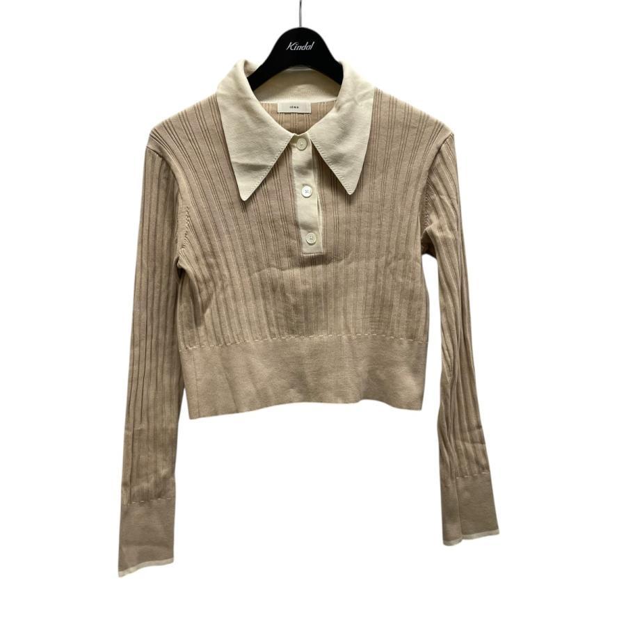IENA Collared short knit long sleeve cut and sew 25080900310010 Beige Size: FREE