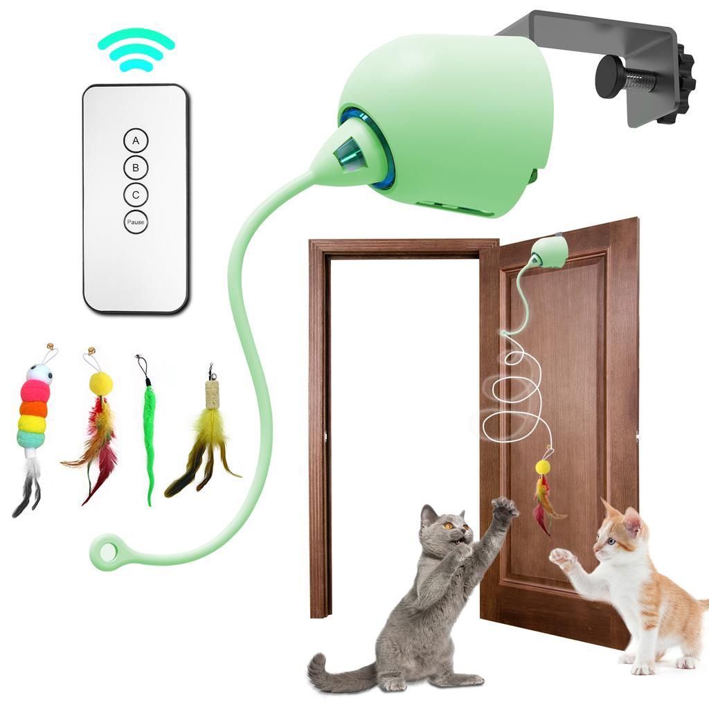 INKZOO 4-in-1 Interactive Cat Toys for Indoor Cats, Automatic 6 Holes Mice Whack-A-Mole, Fluttering Butterfly, Track Balls, USB