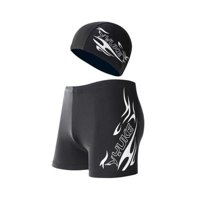 Men's Swim Trunks Flat Cornered Adult Plus Size Swimsuit Swim Cap Set Flame Swimming Shorts Quick Drying