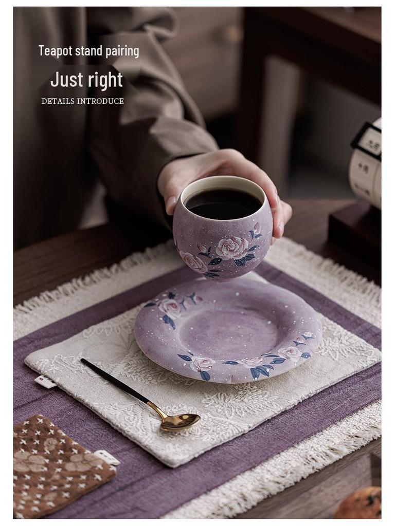 Handmade High-End Ceramic Rose Douli Tea Cup for Kung Fu Tea