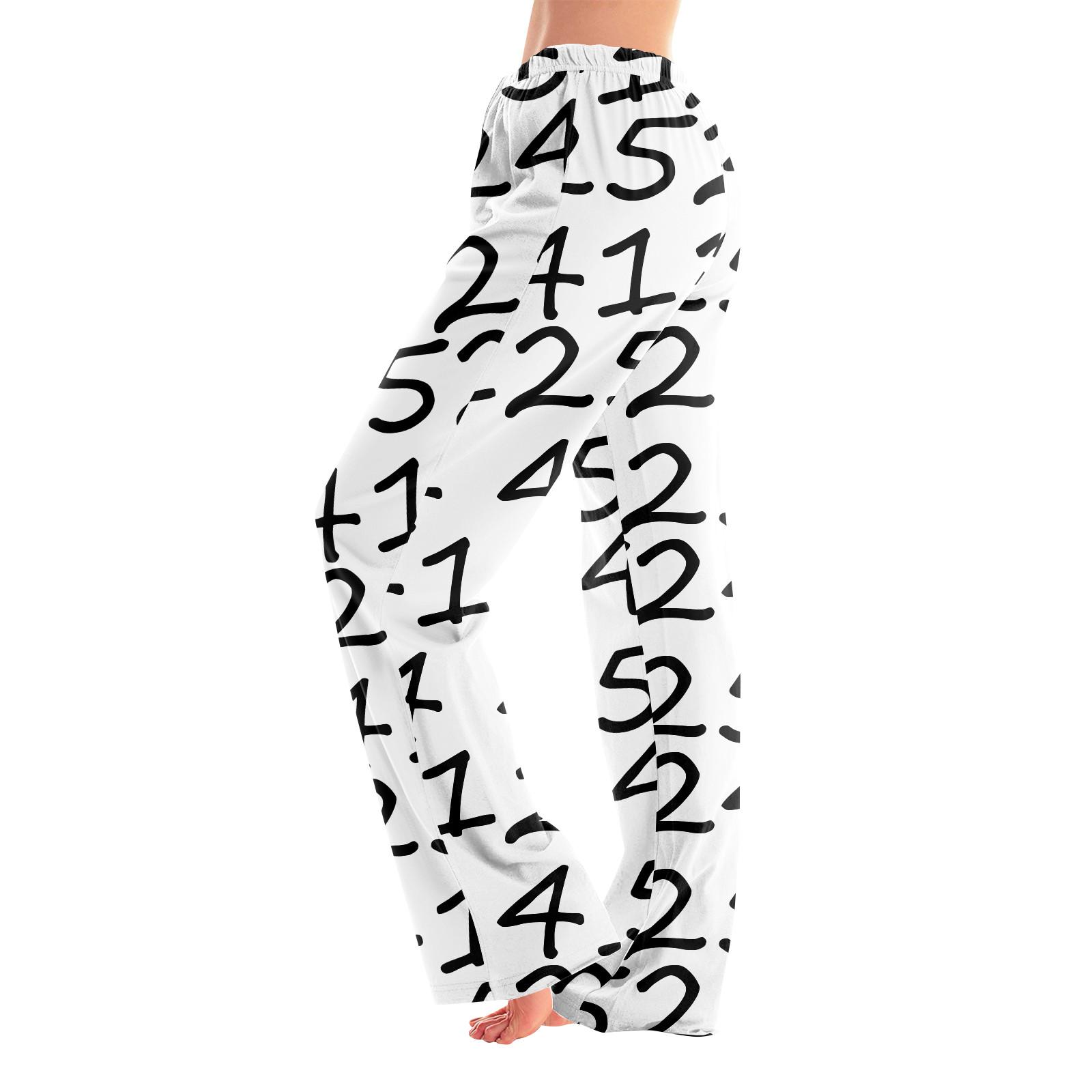 

Пижамные штаны в стиле аниме, повседневные брюки с эластичной резинкой на талии, удобные прямые свободные брюки для йоги M белый