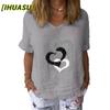 IHUASU Moda Donna Casual Manica Corta Scollo a V Bluse e Camicie