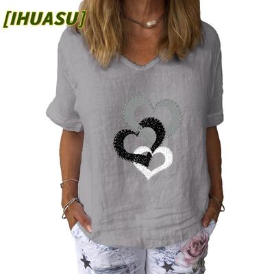 Moda Donna Casual Manica Corta Scollo a V Bluse e Camicie
