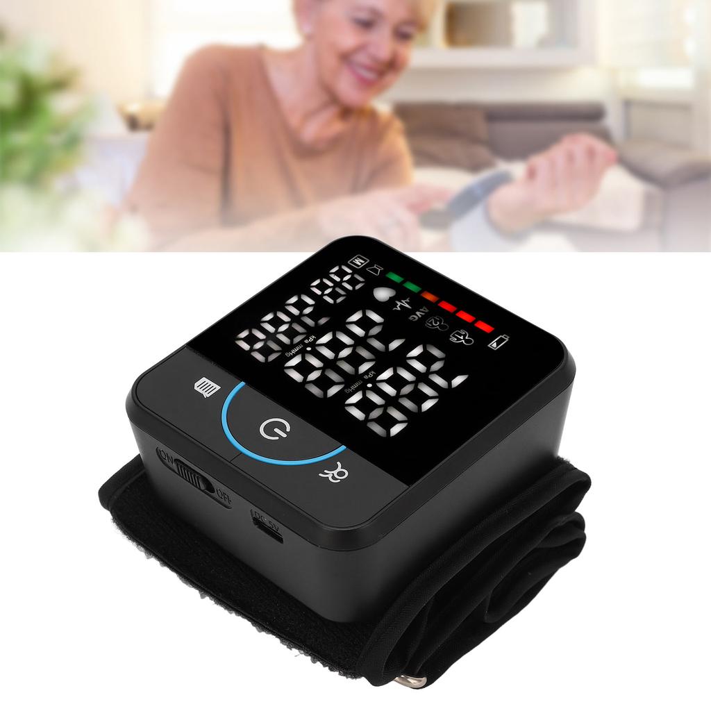 Wrist Blood Pressure Monitor Digital LED Display Rechargeable Automatic BP Monitor Machine with 180 Readings Memory