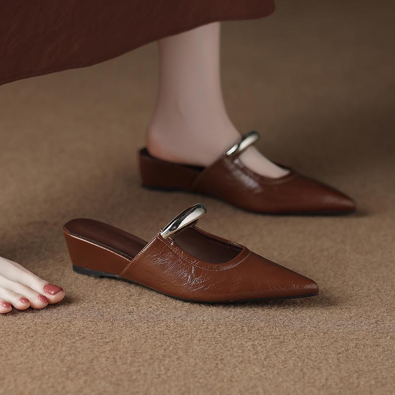 318-1 New Inner Height Increase Mary Jane Women's Shoes Half-mop Summer Shallow Mouth Sandals Versatile Bag Head Mop