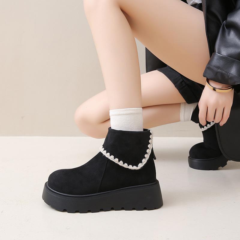Simple Small Muffin Thick-soled Short Boots for Women's 2025 Autumn and Winter New Fashionable Versatile and Thin Martin Boots