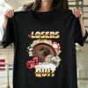 T-shirt stampata grafica meme "I perdenti smettono di giocare" vintage da donna, moda, manica corta, girocollo, abbigliamento casual alla moda