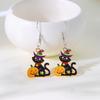 Korean Cute Bowknot Black Cat Drop Earrings for Women Enamel Animal Kitten Balloon Star Moon Earring Girls Party Jewelry Gift