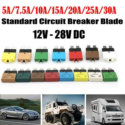 Reset-Circuit Breaker Blade Fuse New 12V+24V Resettable 5-30A Marine Automatic
