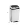 HOMCOM Poubelle Automatique 30L Avec Capteur Infrarouge, Carrée, En Acier Inoxydable