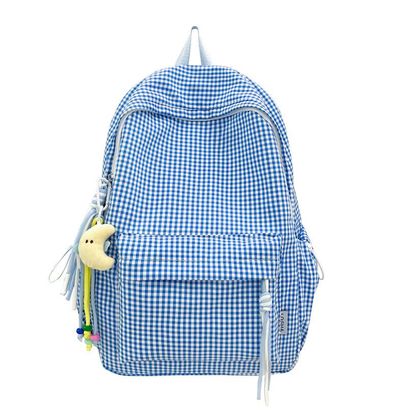 Schultasche Koreanische Version ins Mode Vielseitiger Karierter Rucksack Damen Große Kapazität College-Stil Schüler Schultasche Lässiger Pendlerrucksack