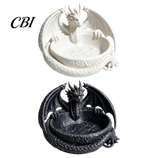 Bedside Table Accessory Tray Gothic Dragon Jewelry Tray, 3D Printed Figurine, Mythical Creature Desktop Textured Scale Storage Bowl Organizer for Keys