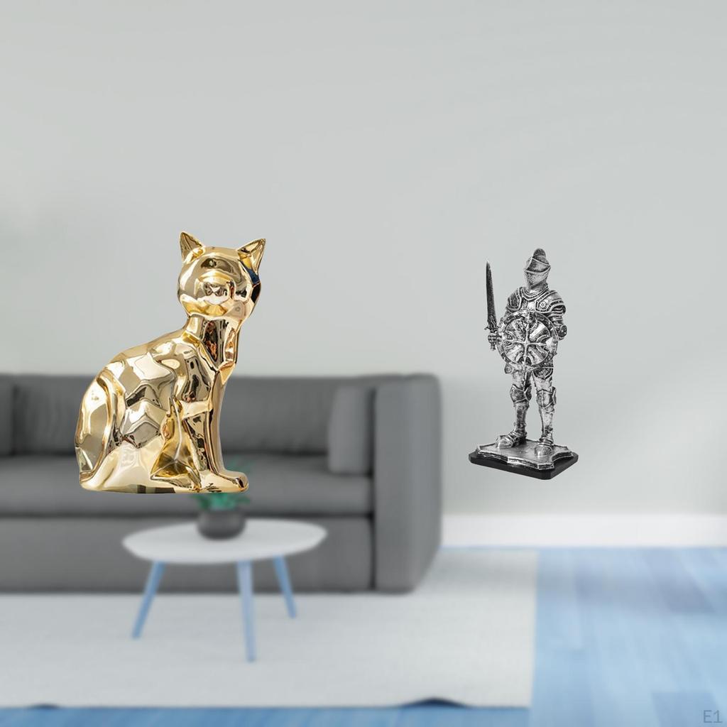 Knight Statue Decorative Figurine Animal Sculpture Art Craft Ornament for Fireplace Entryway