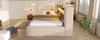Letto imbottito 90x190 cm Singolo, Illuminazione a LED, Contenitore idraulico, Testiera a L, Reversibile, Rete a doghe, Lino, Beige (Senza materasso)