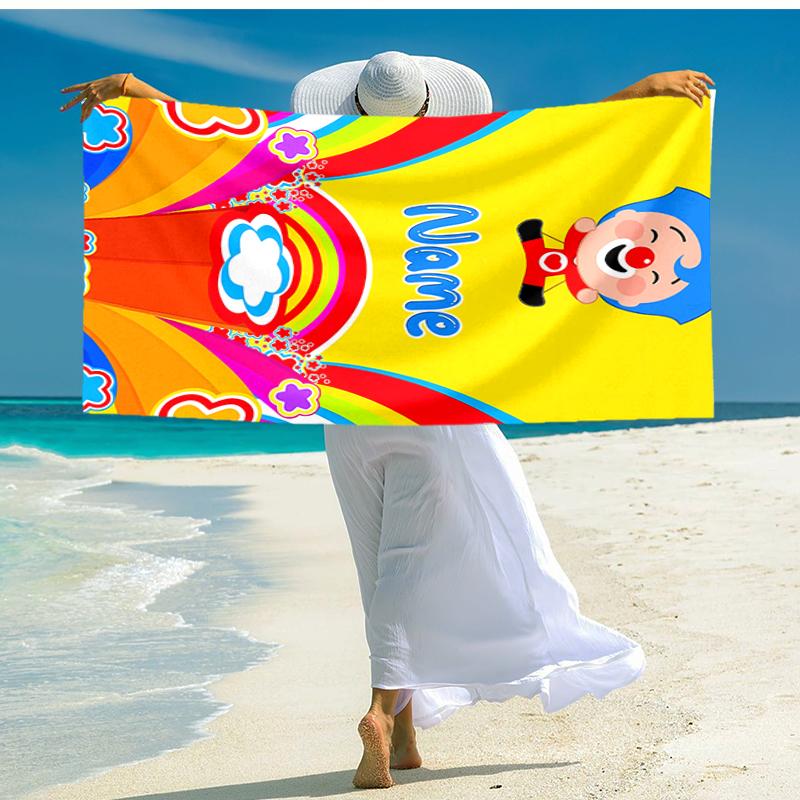 Personalized customized proof beach towel with plim plim pattern - soft, absorbent,quick-drying,perfect swimming,camping&bathing