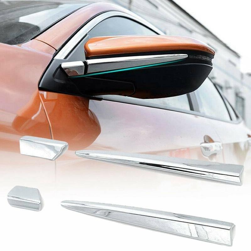 4Pcs Chrome Side Door Rear View Mirror Pillar Trim Cover Anti-Rub Strips Stickers For Honda Civic 2018
