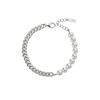 Tirr Lirr Tizen Maximize Shell Pearl 6mm Chain Silver White Bracelet TBSSVW14027M