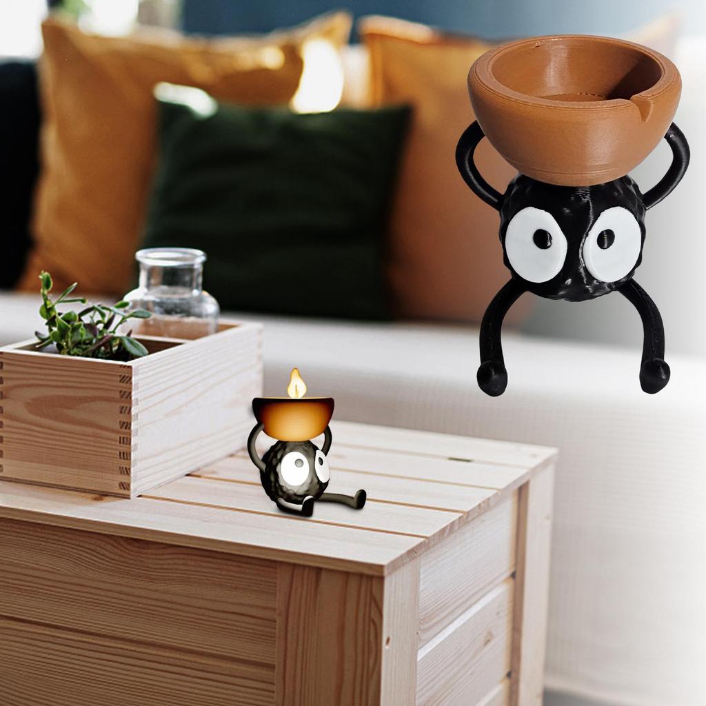 Candlestick Holder Cute Votive Candle Stand Briquette Candle Holder Decor 3D Printed Halloween Candlestick for Living Room