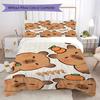 1 Stück Capybara süßes Muster Bettwäsche Steppdecke Set Bettbezug Kissenbezug Heimdekoration Geburtstagsgeschenk (1 Bettbezug + 2 Kissenbezüge, ohne Füllung)