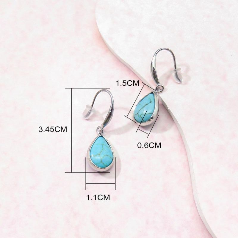 New Style Ethnic Style Turquoise Water Droplet Pendant Earrings for Women's Natural Stone Earrings