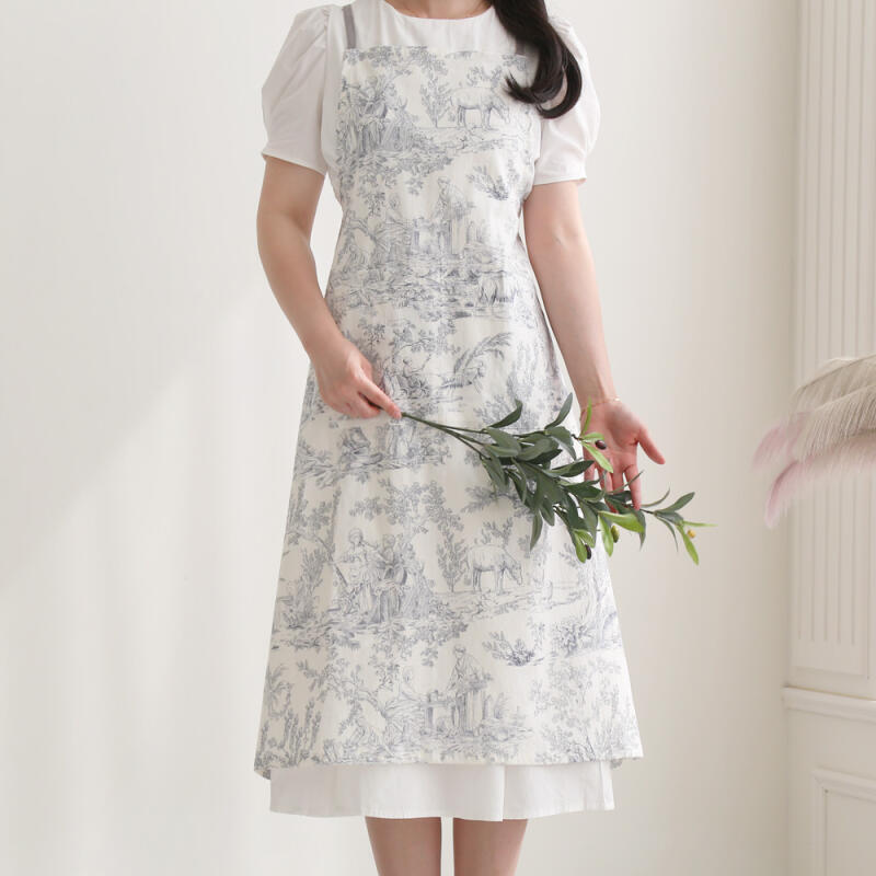 

French Toile Pocket Linen Dress Apron single color