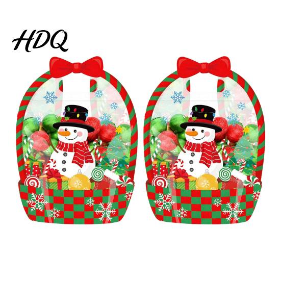 Candy Bag Set 2/4/6Pcs Clear Gift for Halloween Christmas Goodie Treat Bags Transparent Window Pouches with Handle Resealable Sealed Pouch