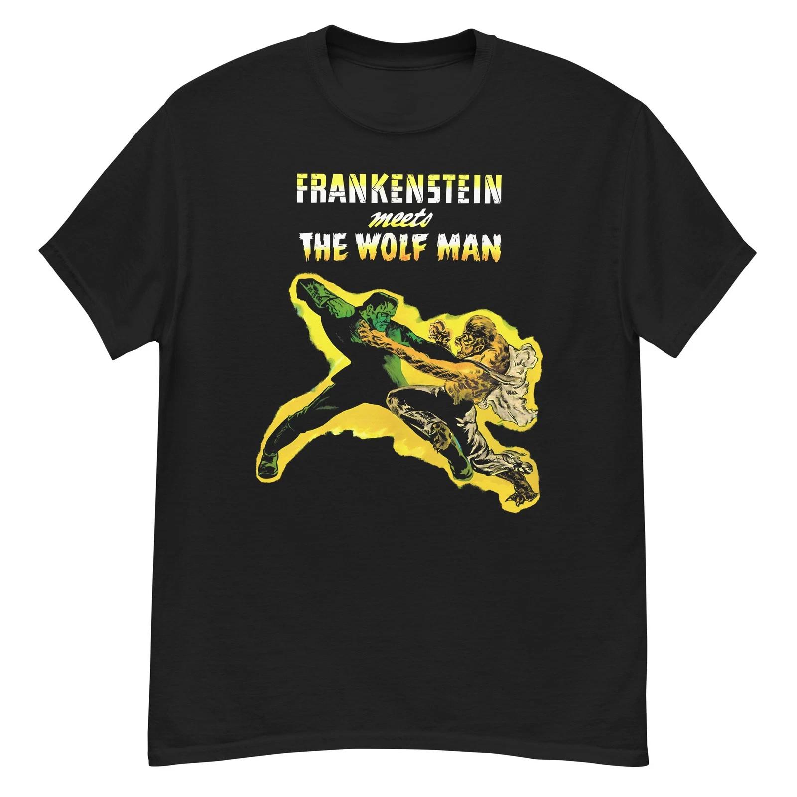 Frankenstein Meets the Wolf Man cult horror film fan art t-shirt 4XL
