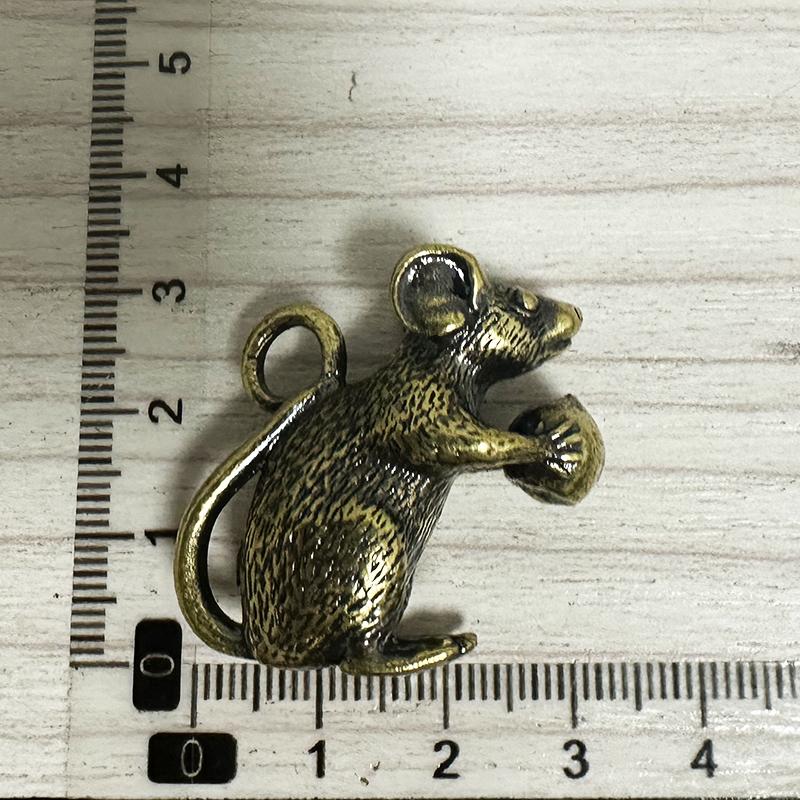 Messing Mausfalle Pfirsich Mini Ratte Schreibtischdekoration Bronze Kawai Tier Metallfigur Traditioneller Chinesischer Tierkreis Retro Ornamente