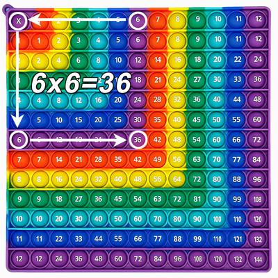 12x12 Multiplikations-Mathespiel, Pop-Toys. Regenbogen L Form Push Bubble Pädagogisches Zappeln Lernspielzeug für Kinder