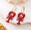 Vacation Style Funny Crab Shaped Dangle Earrings for Women Bohemia Red Lobster Pendant Earring Girls Summer Beach Party Jewelry