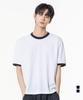 MOZMOZ Essential Air Mesh Short Sleeve Ringer T-Shirt White