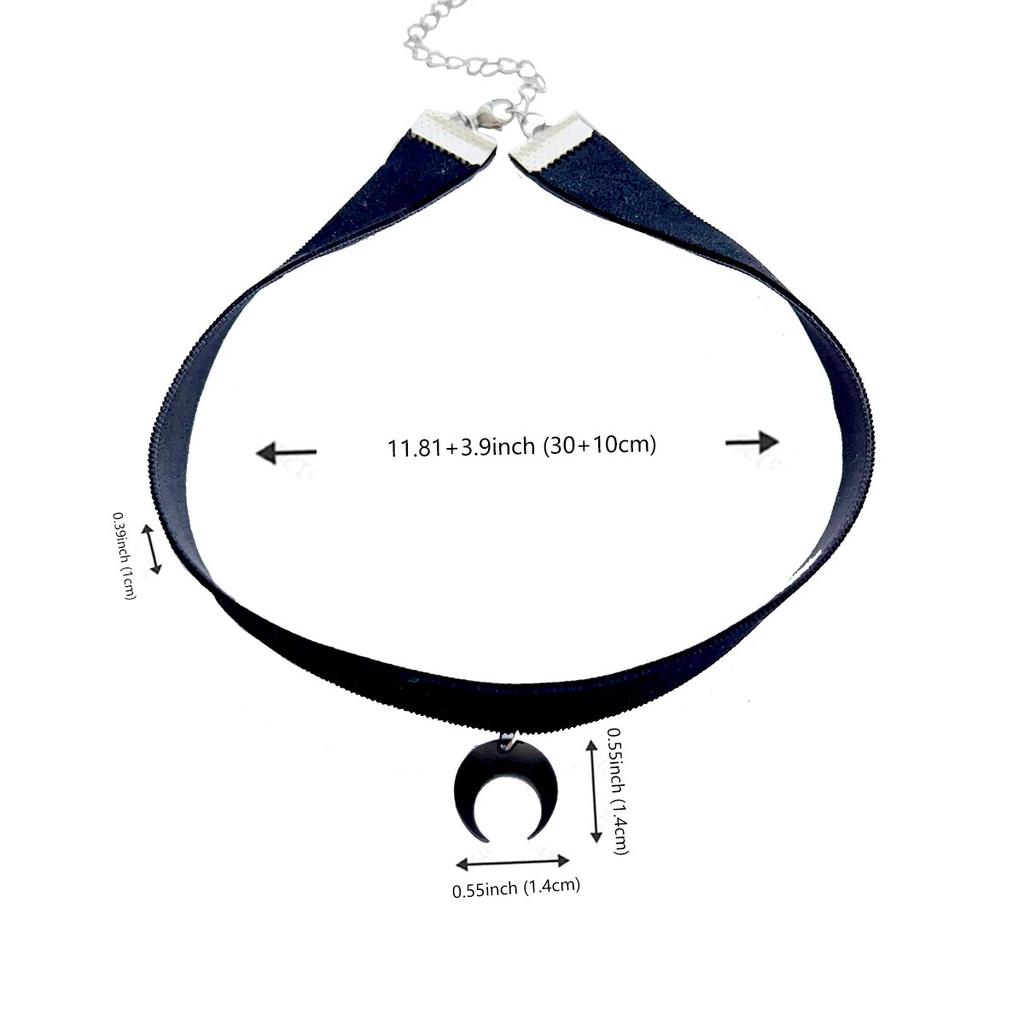 1 A Simple Dark Gothic Wind Velvet Belt Acrylic Crescent Moon Pendant Choker Necklace Neck Chain Collar Necklace Women Deserve T