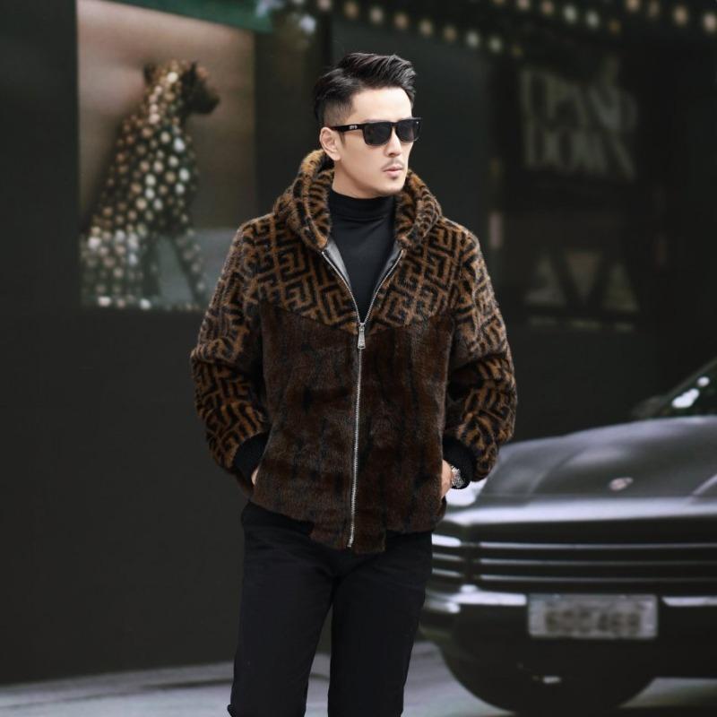 Men S Thick Warm Faux Mink Fur Hooded Jacket Winter Outerwear For Men
