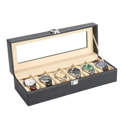 Organizér na hodinky Úložné boxy na cestovní hodinky PU kůže Skleněné pouzdro Displej Víceúčelový úložný box na hodinky a šperky