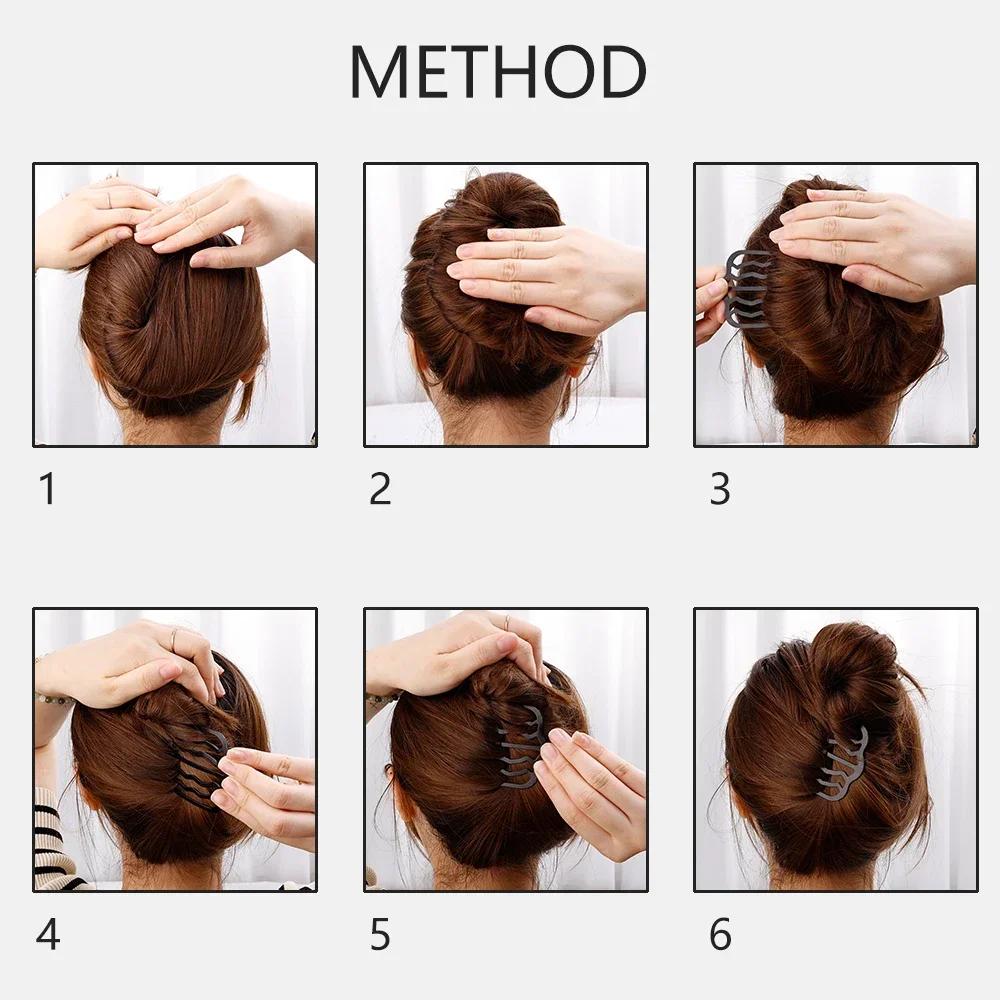 Black Metal Hair Fork Clip Women Hair Pin Combs Messy Bun Hairpin Clip Side Combs Updo Sticks Hair Styling Tool