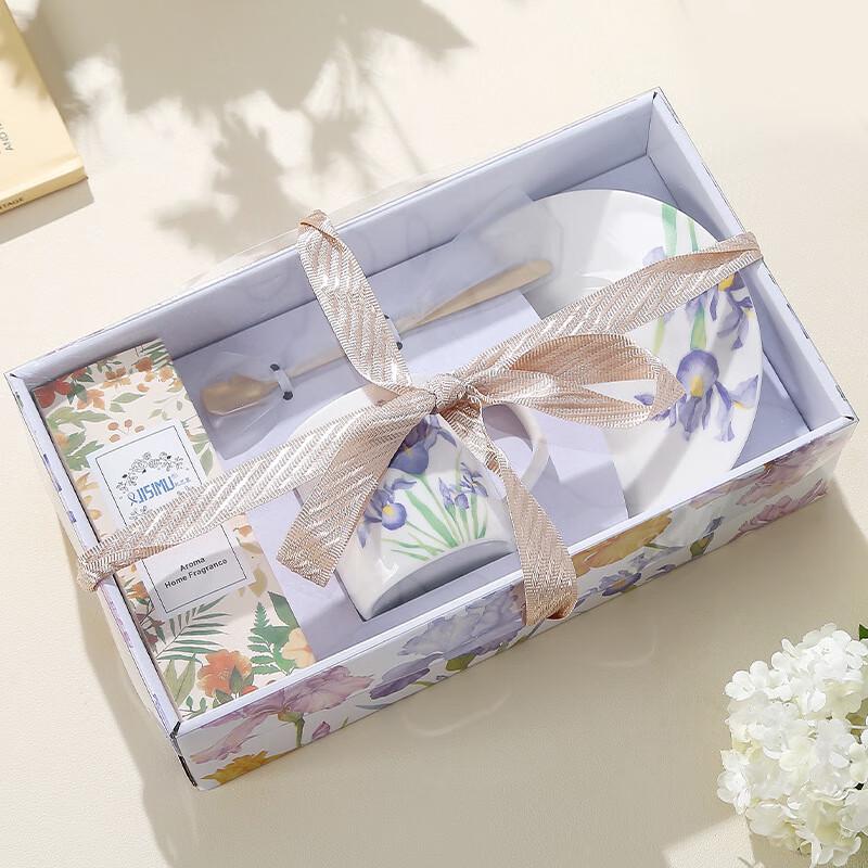 Iris Ceramic Coffee & Tea Cup Scented Gift Set