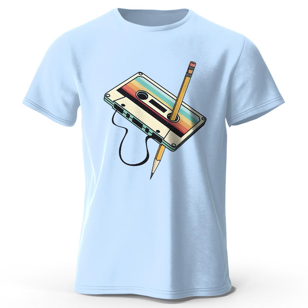 Men s Summer Essential Cotton Printed T-Shirt Soft Breathable Round Neck Short Sleeve Tee Unisex Casual Wear XXL синий 1890₽
