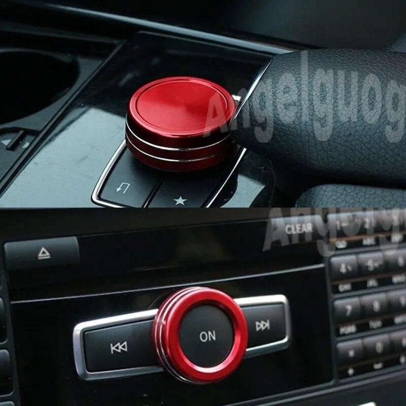 Car Multimedia Knob Button Decoration Multimedia Control Cover Fit For Mercedes Benz AMG A B CLA GLA GLE ML GL C W204 Class