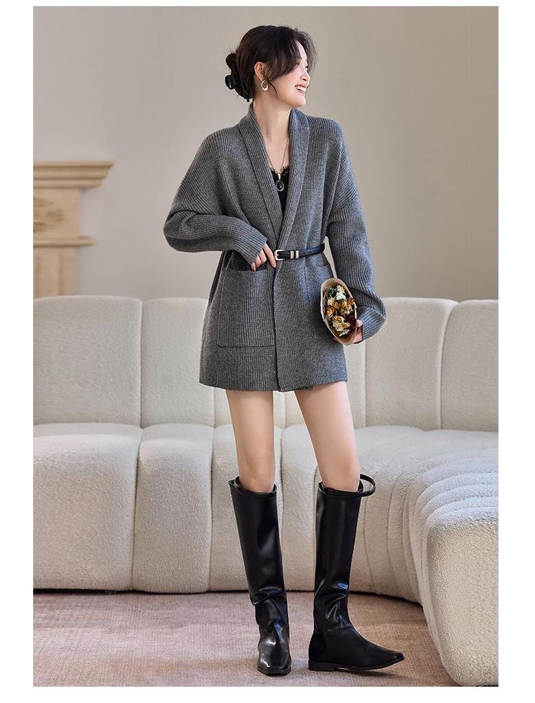 2025 Autumn/Winter Pineapple Stitch Thick Cardigan Coat - Women's Wool Knitwear Sweater